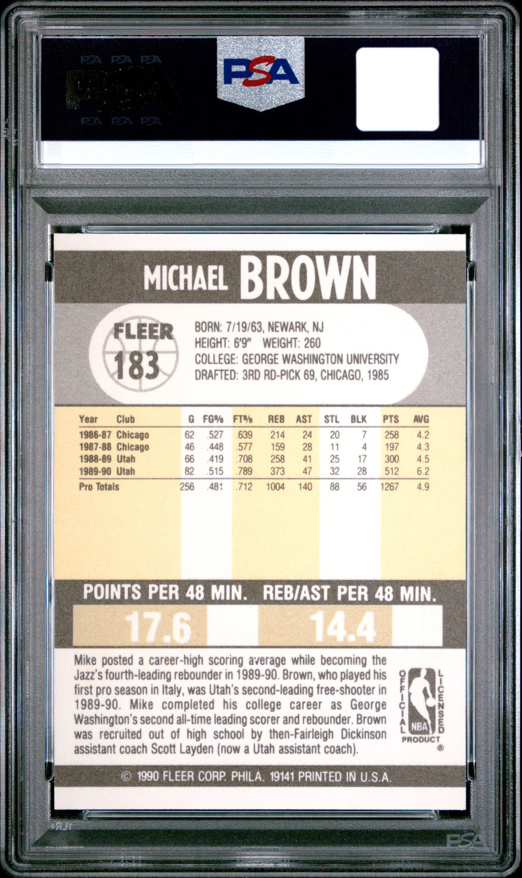 MICHAEL BROWN #183 - 1990 Fleer PSA 10