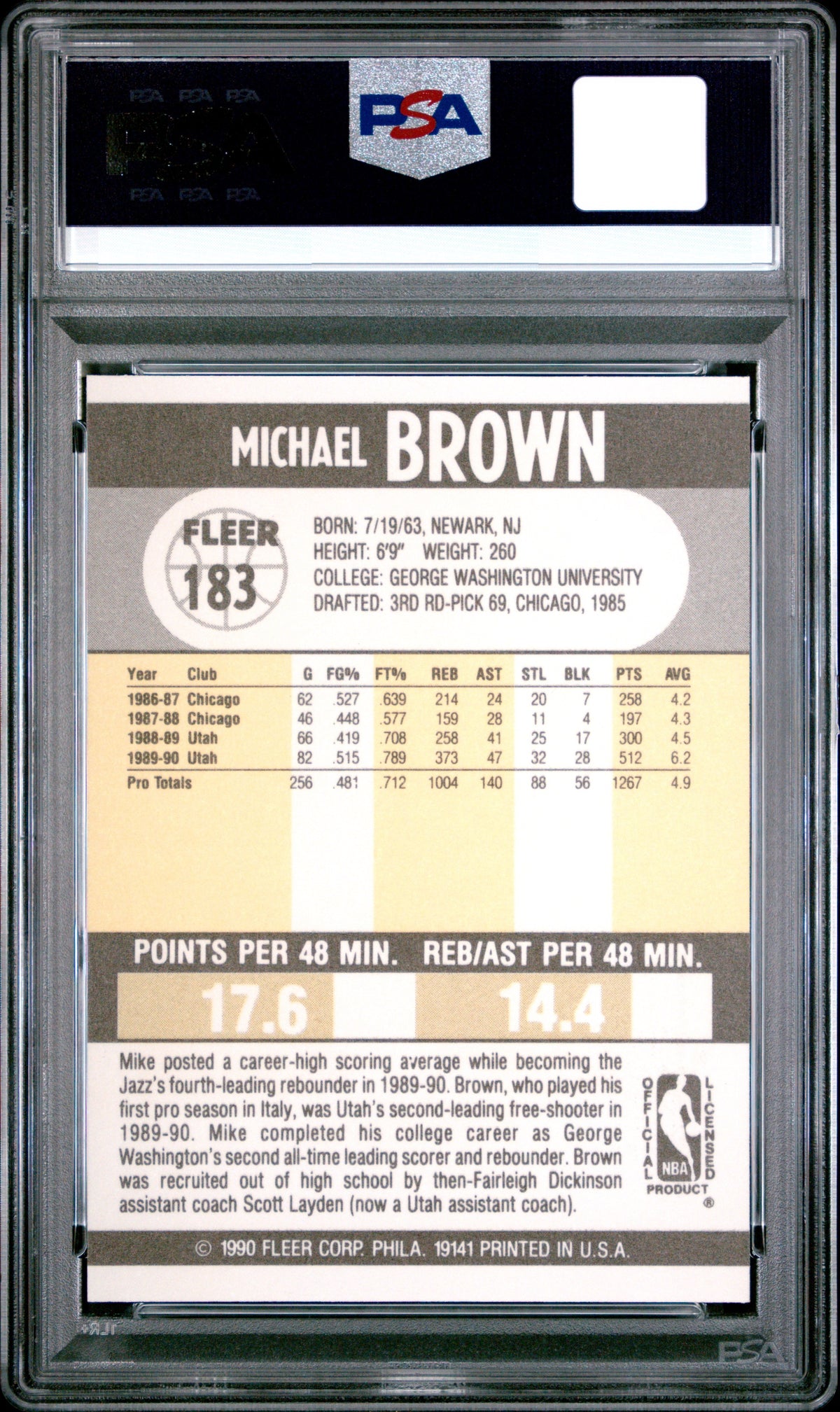 MICHAEL BROWN #183 - 1990 Fleer PSA 10
