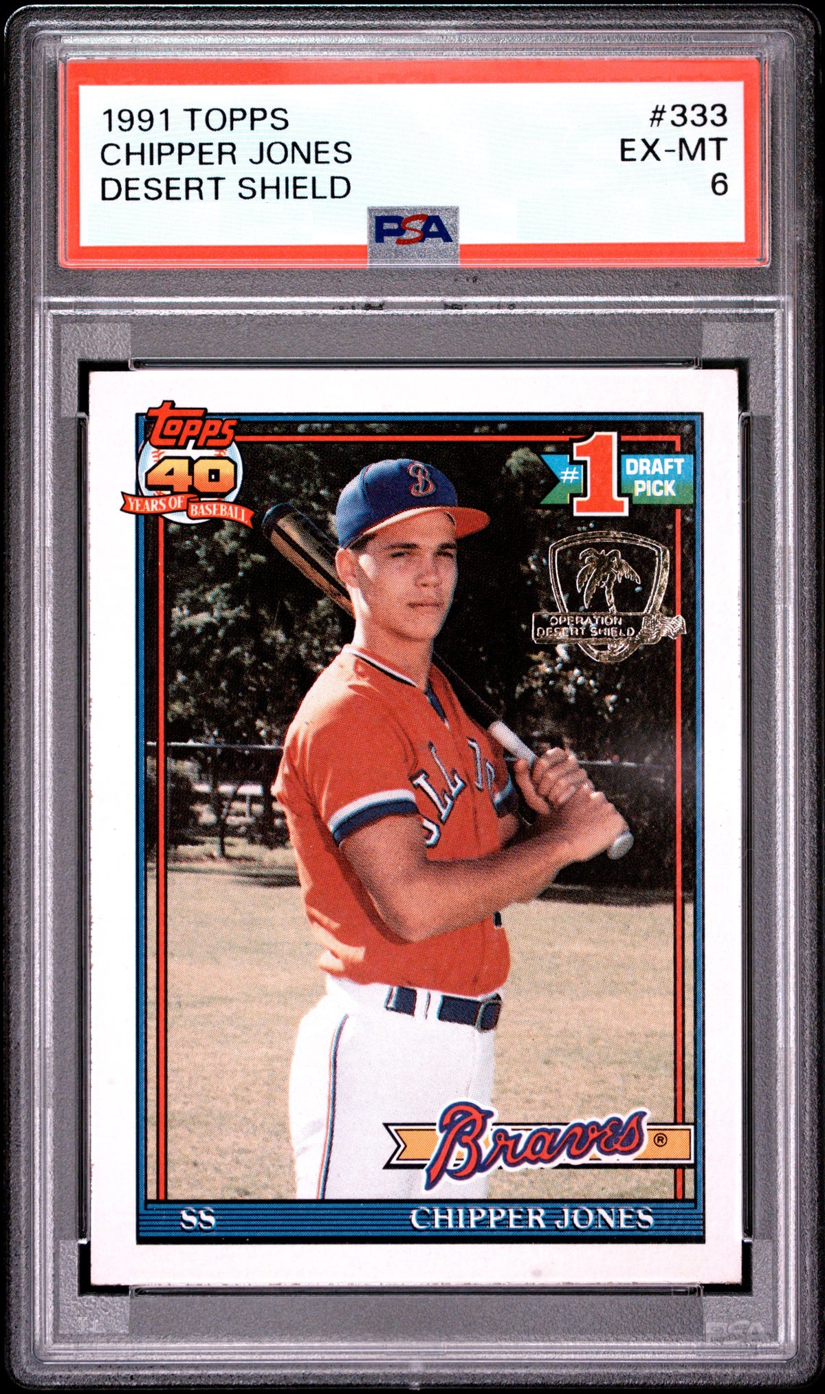 Chipper Jones Desert Shield Rookie #333 - 1991 Topps PSA 6